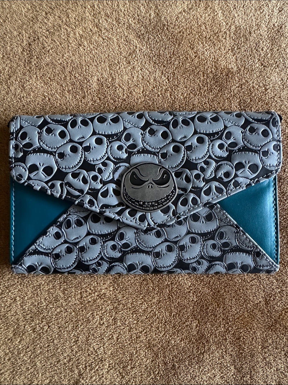 Disney The Nightmare Before Christmas Jack Skellington Gray Teal Envelope Clutch
